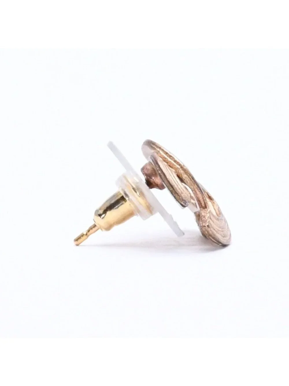 Chanel CC Logo Shape Stud Earrings Rib Texture 00 Gold Metal